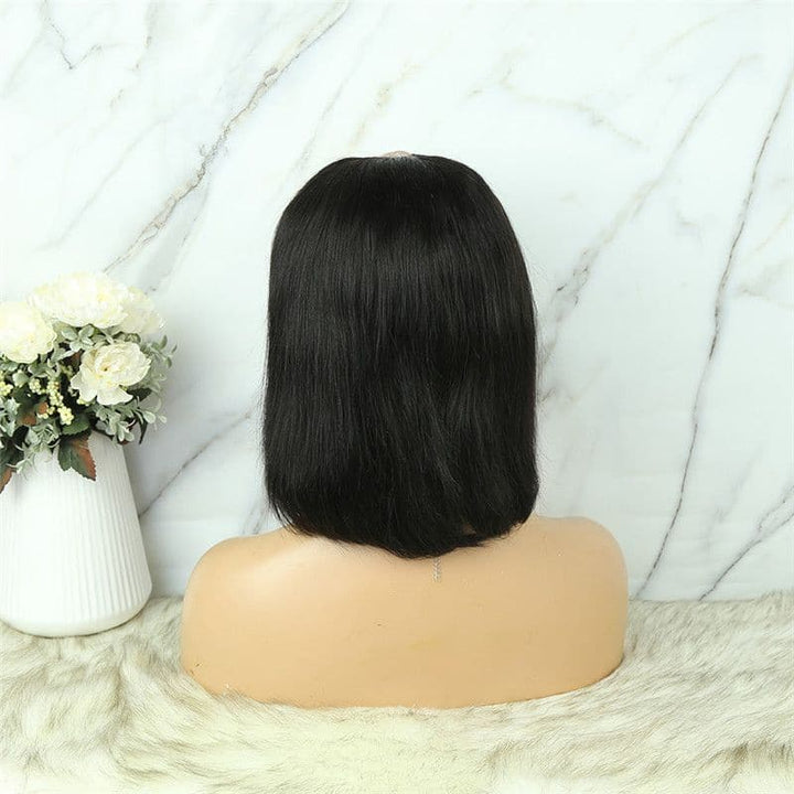 U Part Bob Wig Silky Straight Human Hair5