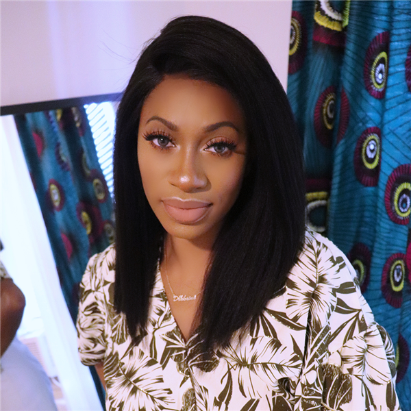 Perruque Bob lisse en dentelle HD pré-épilée Yaki clair OBCY-1