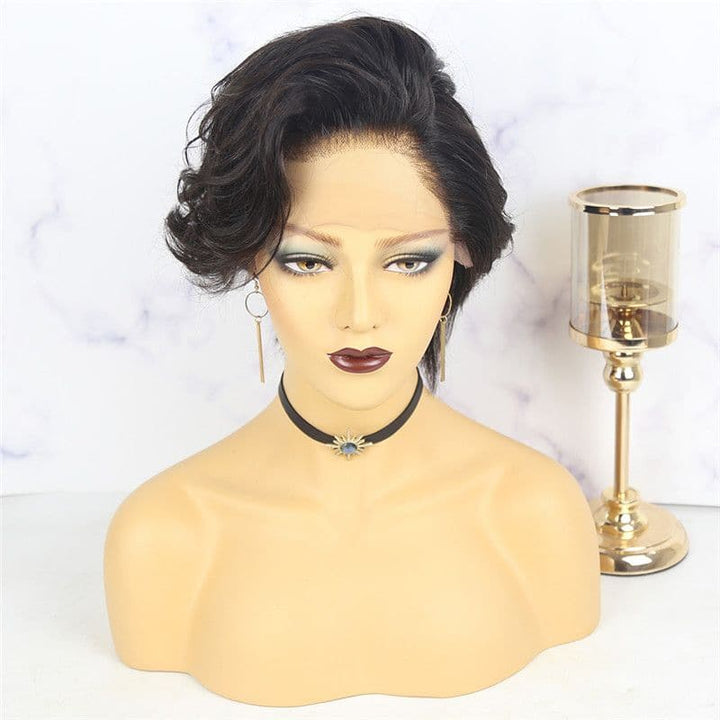 Perruque courte en dentelle ondulée pré-coiffée coupe Pixie OBCT-T2