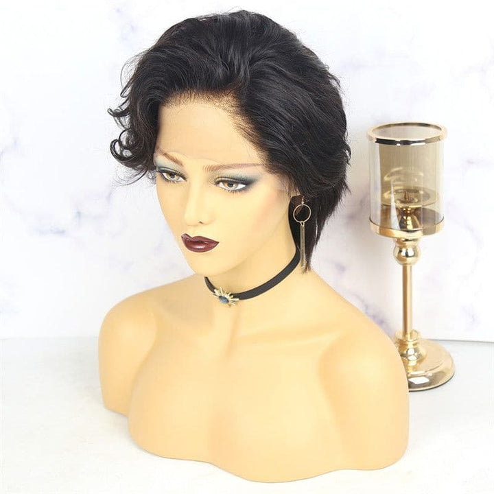 Perruque courte en dentelle ondulée pré-coiffée coupe Pixie OBCT-T2