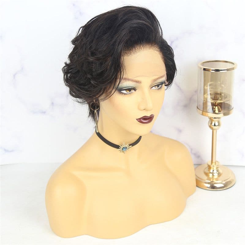 Perruque courte en dentelle ondulée pré-coiffée coupe Pixie OBCT-T2