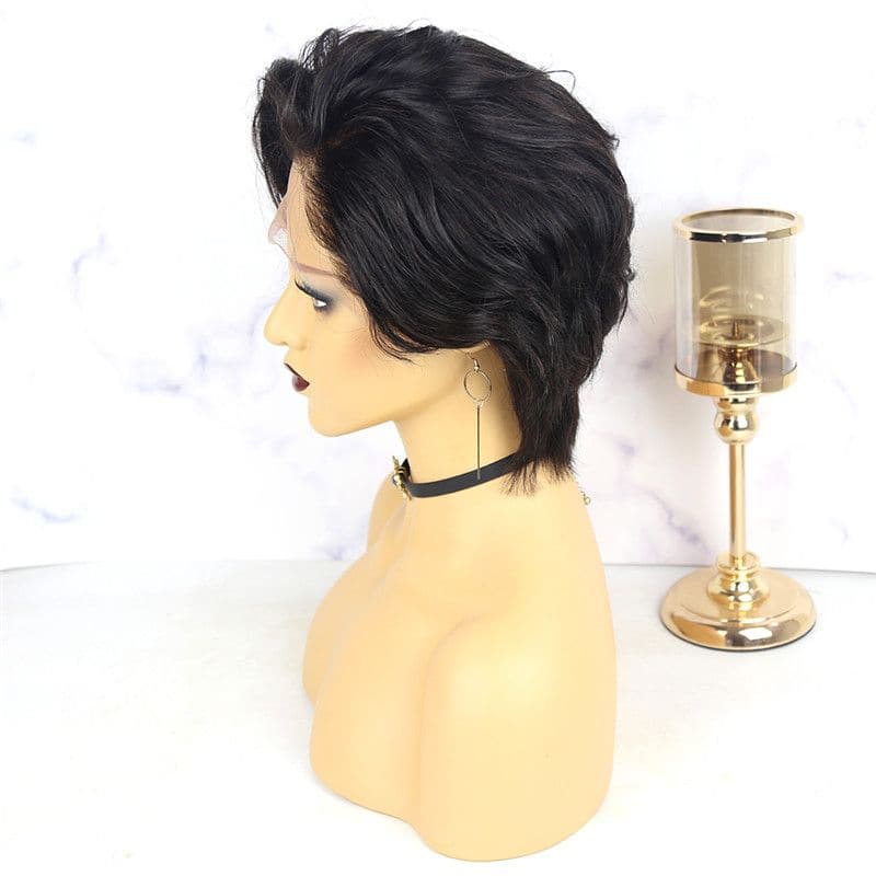 Perruque courte en dentelle ondulée pré-coiffée coupe Pixie OBCT-T2