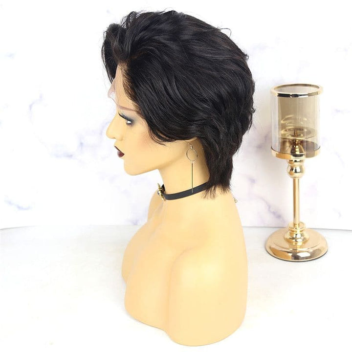 Perruque courte en dentelle ondulée pré-coiffée coupe Pixie OBCT-T2