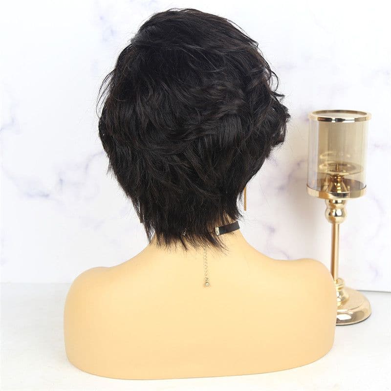 Perruque courte en dentelle ondulée pré-coiffée coupe Pixie OBCT-T2