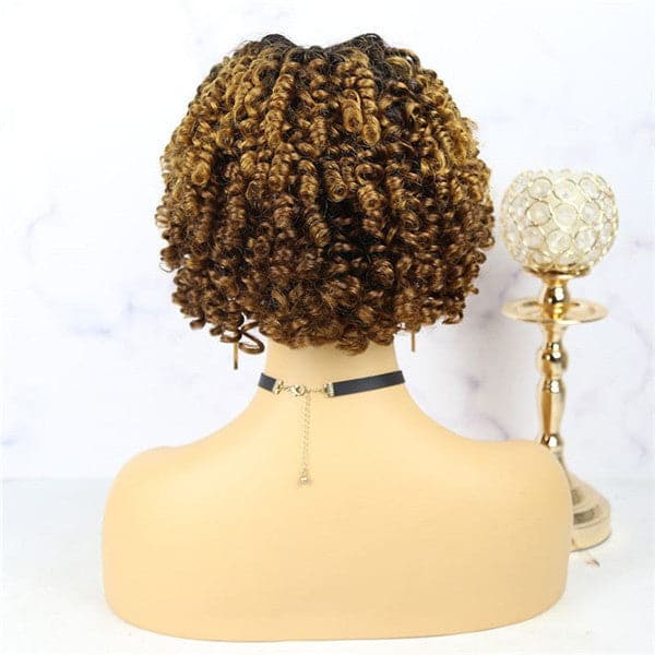 Pre Plucked #1B/Ginger Wand Curl Bob With Bangs 13x6 Lace Front Wig AOBJC-1