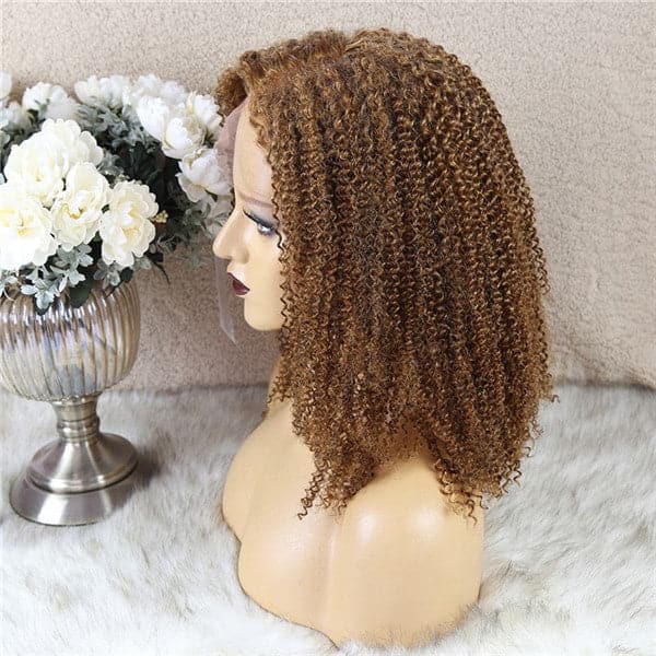 Perruque Bob Lace Front Afro Kinky Curly 13x6, pré-épilée, colorée #30, TBAF30-1