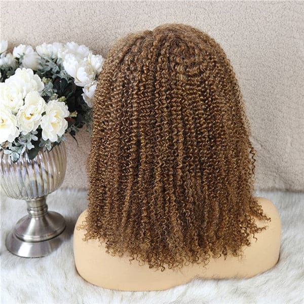 Perruque Bob Lace Front Afro Kinky Curly 13x6, pré-épilée, colorée #30, TBAF30-1
