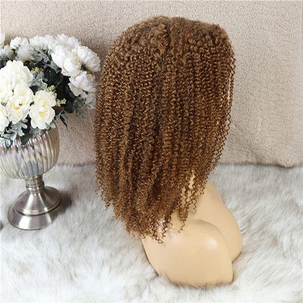 Perruque Bob Lace Front Afro Kinky Curly 13x6, pré-épilée, colorée #30, TBAF30-1