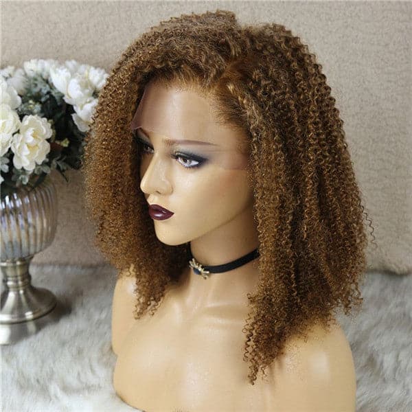 Perruque Bob Lace Front Afro Kinky Curly 13x6, pré-épilée, colorée #30, TBAF30-1