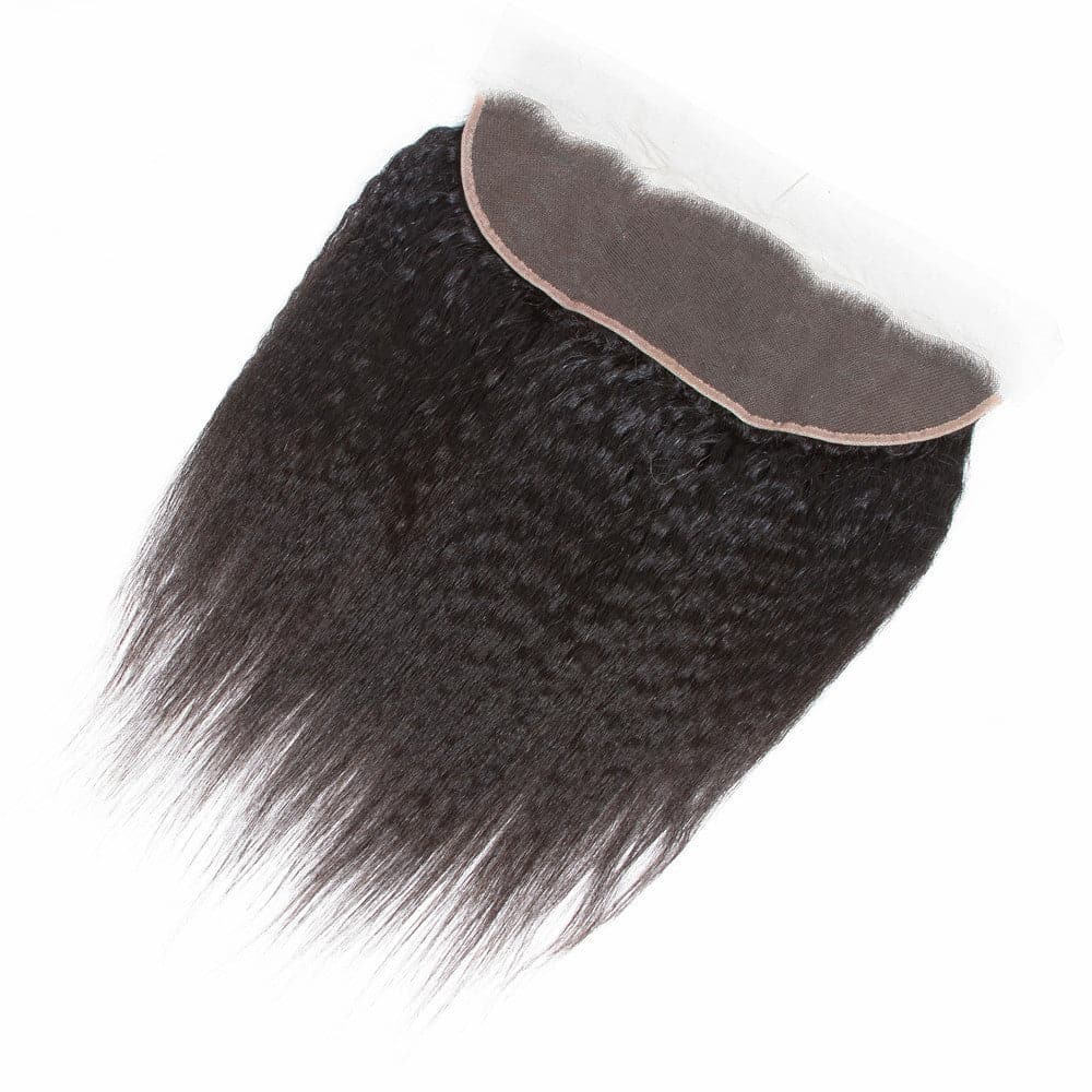 Perruques en cheveux humains crépus et lisses avec dentelle frontale 13x4