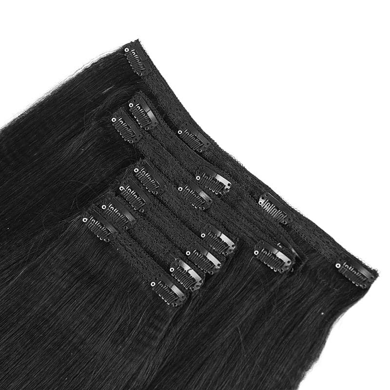 light yaki straight human hair clip in