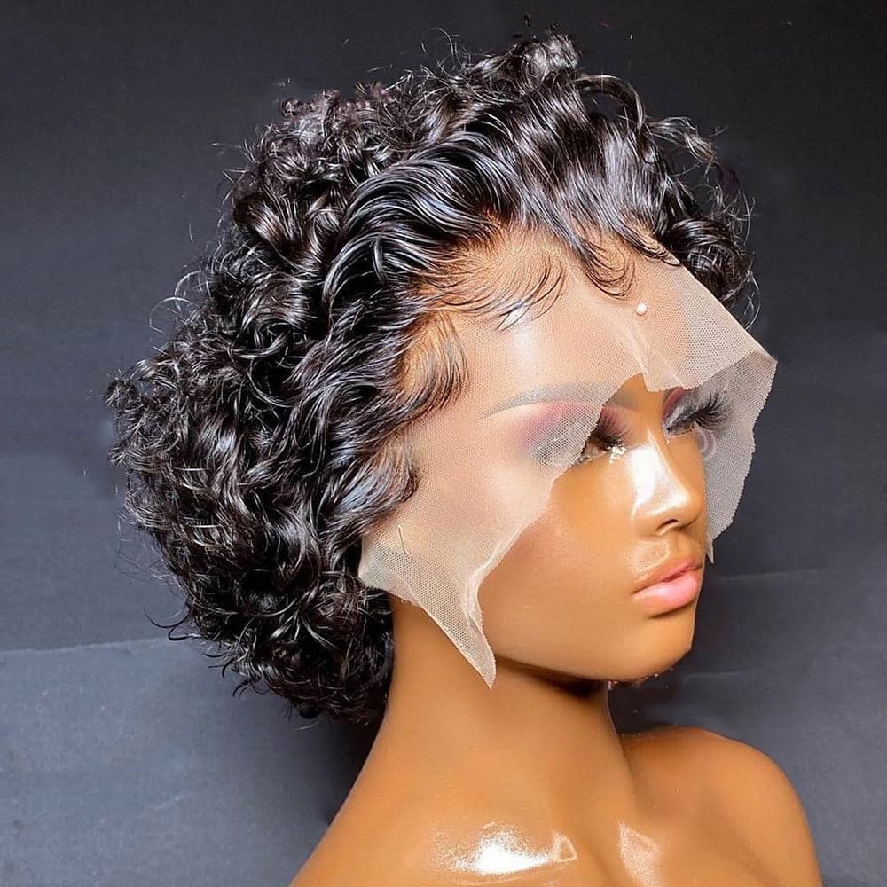 Pre-Styled Pixie Cut Curly/Wave BOB Lace Wig OBCT-C