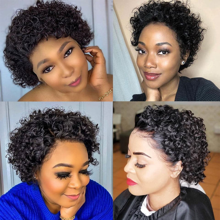 Pre-Styled Pixie Cut Deep Curly BOB Lace Wig 8PCOBB-1