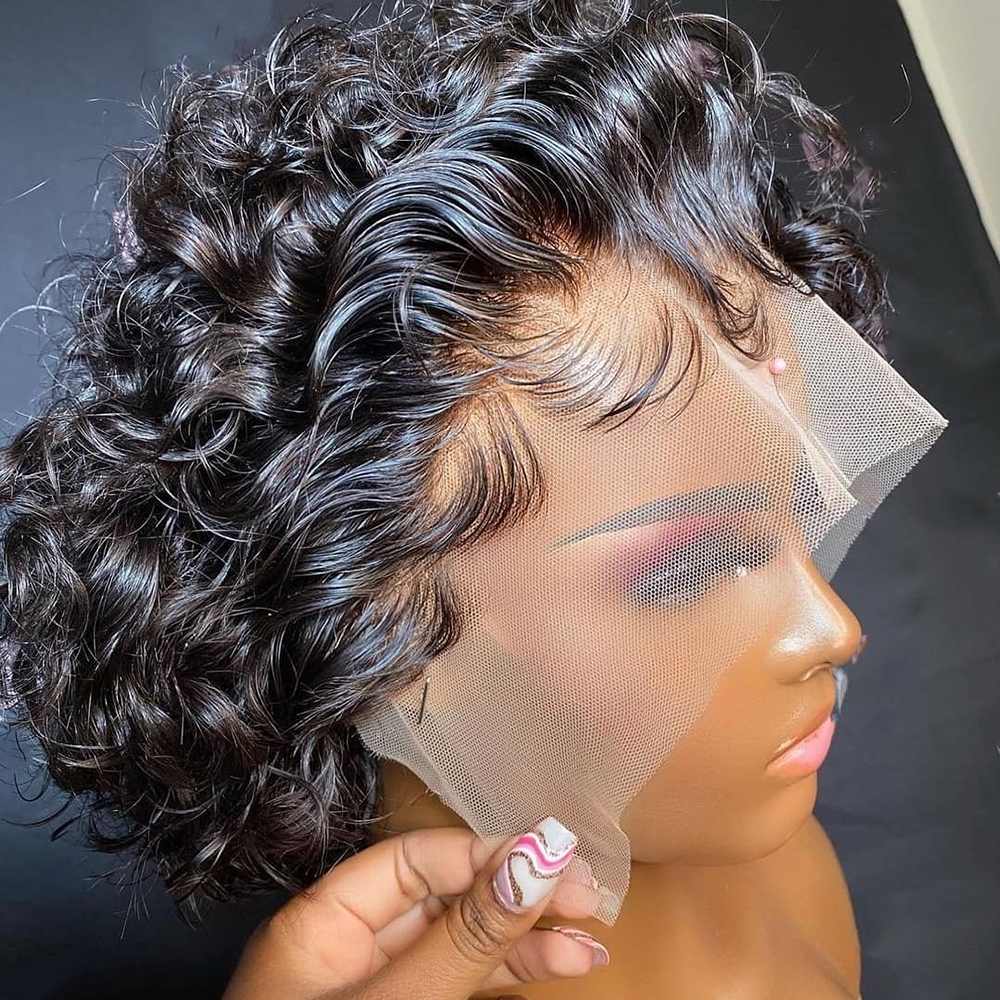 Pre-Styled Pixie Cut Curly/Wave BOB Lace Wig OBCT-C