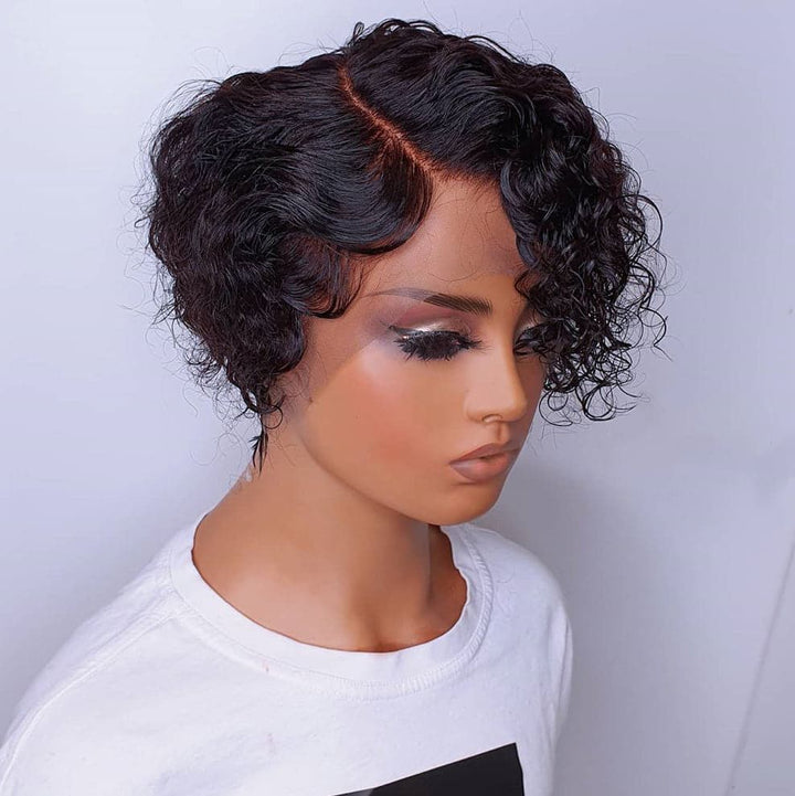 Pre-Styled Pixie Cut Curly/Wave BOB Lace Wig OBCT-C