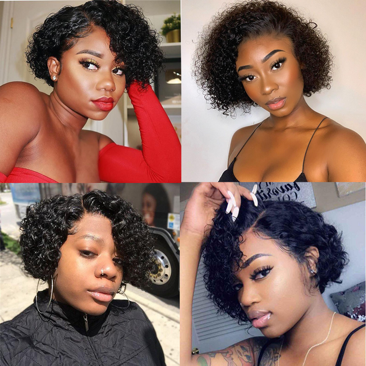 Pre-Styled Pixie Cut Deep Curly BOB Lace Wig 8PCOBB-1