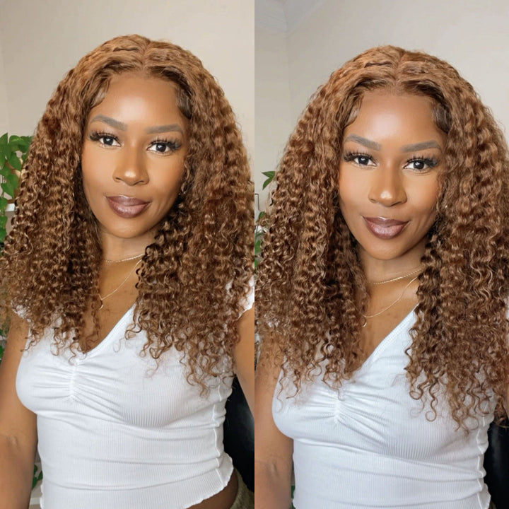 Dark Ginger Water Wave 5x5 Lace Closure Wig Human Hair HD55LW