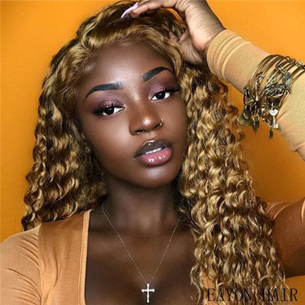 Transparent Lace 27 Honey Blonde Deep Wave 13x6 Lace Front Wig BBG C9