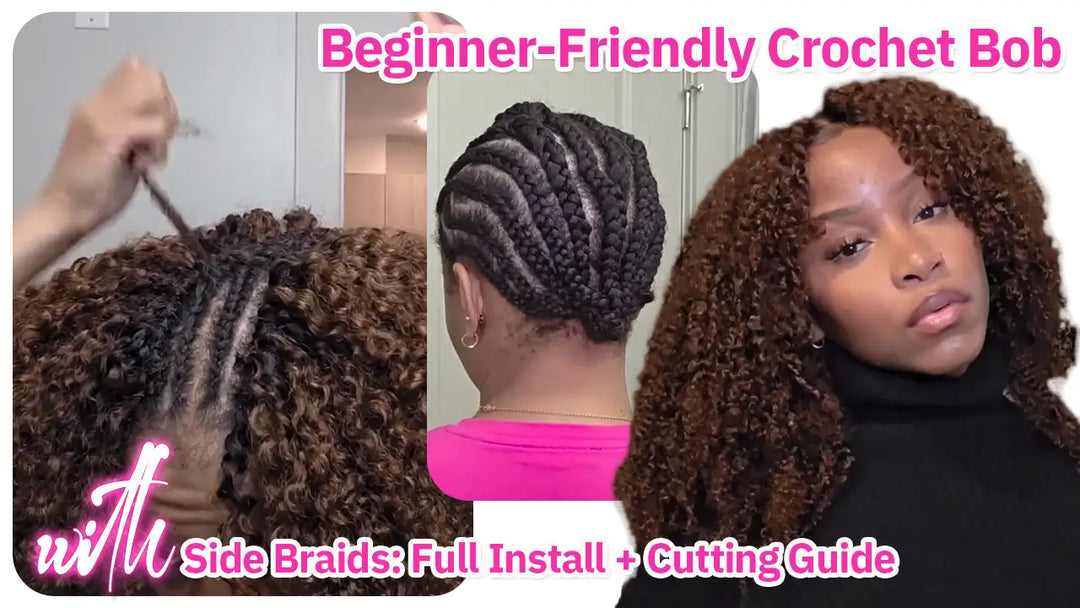 Beginner-Friendly Crochet Bob with Side Braids: Full Install + Cutting Guide