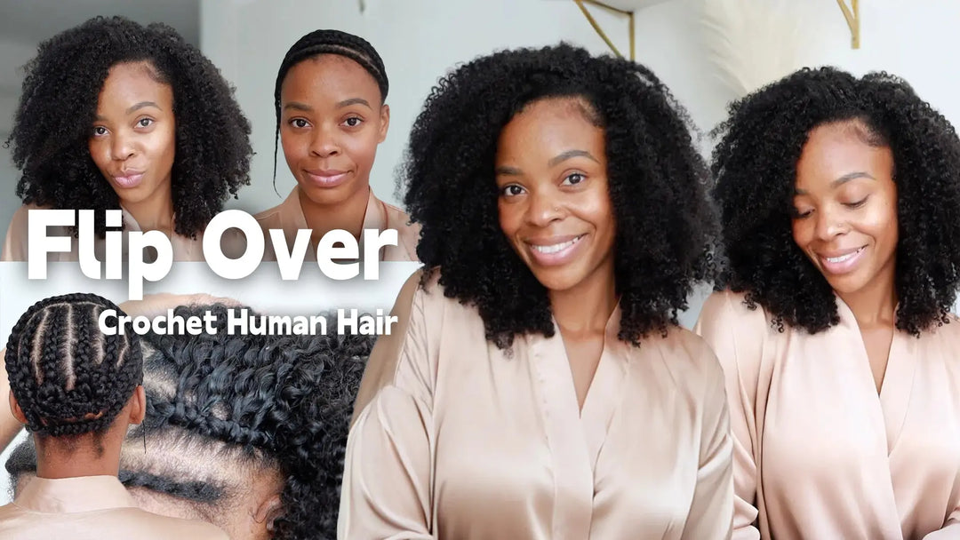 Flip Over Crochet w/ Human Hair *EASY Install + REUSABLE Takedown* Ft. Eayon Hair