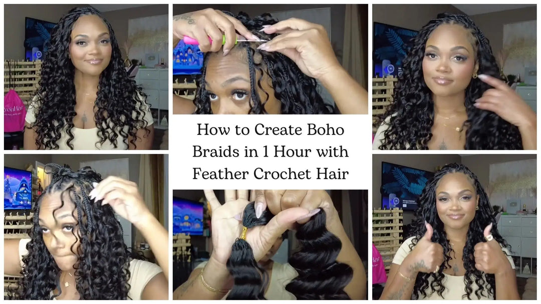 How to Create Boho Braids in 1 Hour with Feather Crochet Hair