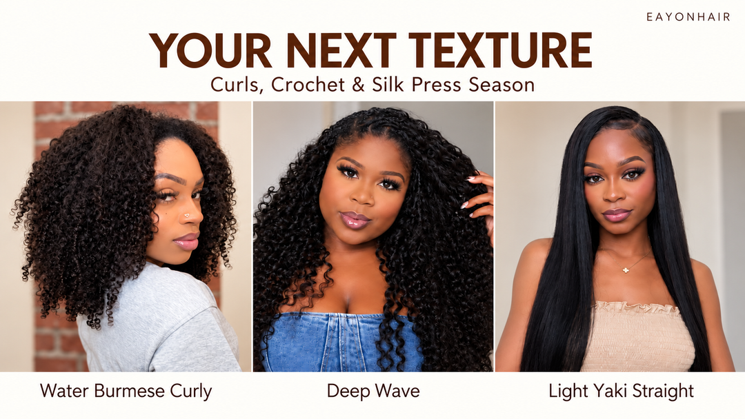 Water Burmese Curly, Deep Wave and Light Yaki Straight with the title Your Next Texture