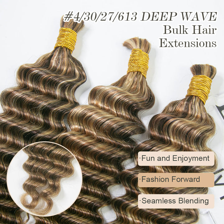 Blend #4/27/30/613 Deep Wave Boho Human Hair For Braiding