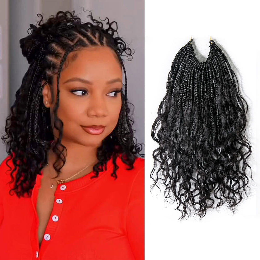 10 Inches Shorter Crochet Boho Box Braids Human Hair Curls