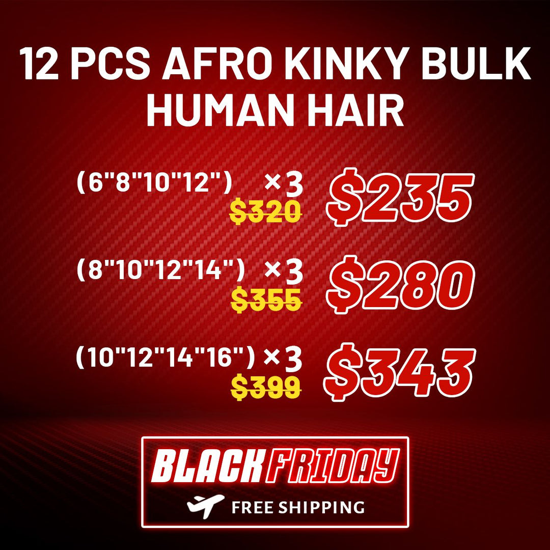 12 pcs afro kinky bulk human hair
