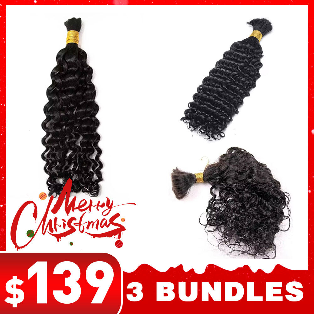 From $139 = 3 Bundles Deep Wave & Water Wave & Loose Wave Human Braiding Hair