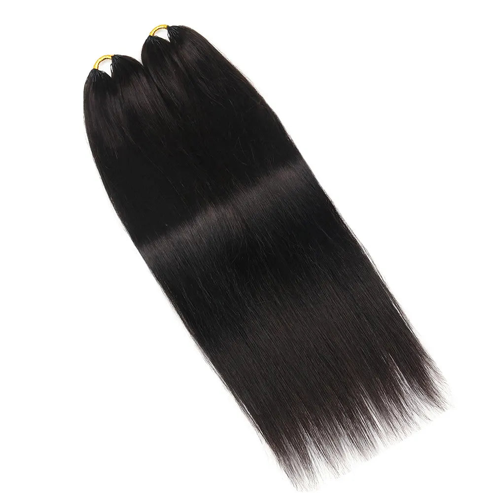 18_Inch_Silk_Straight_Natural_Color_Human_Hair_Crochet_Braids_4