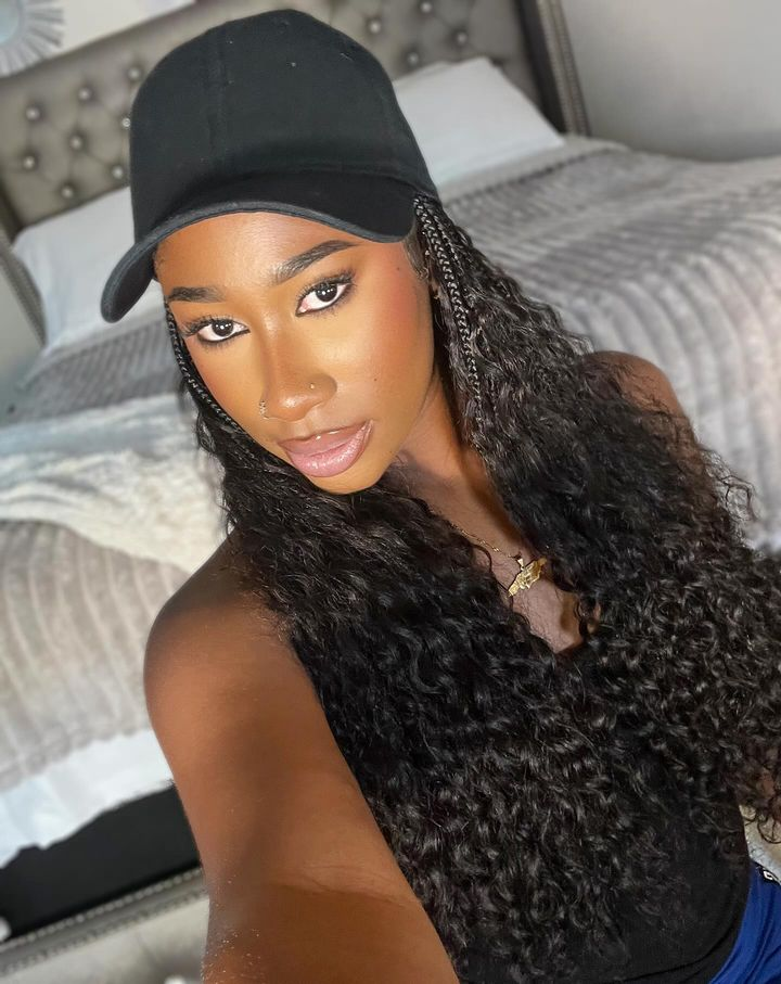 18 inches braided cap with hair curls