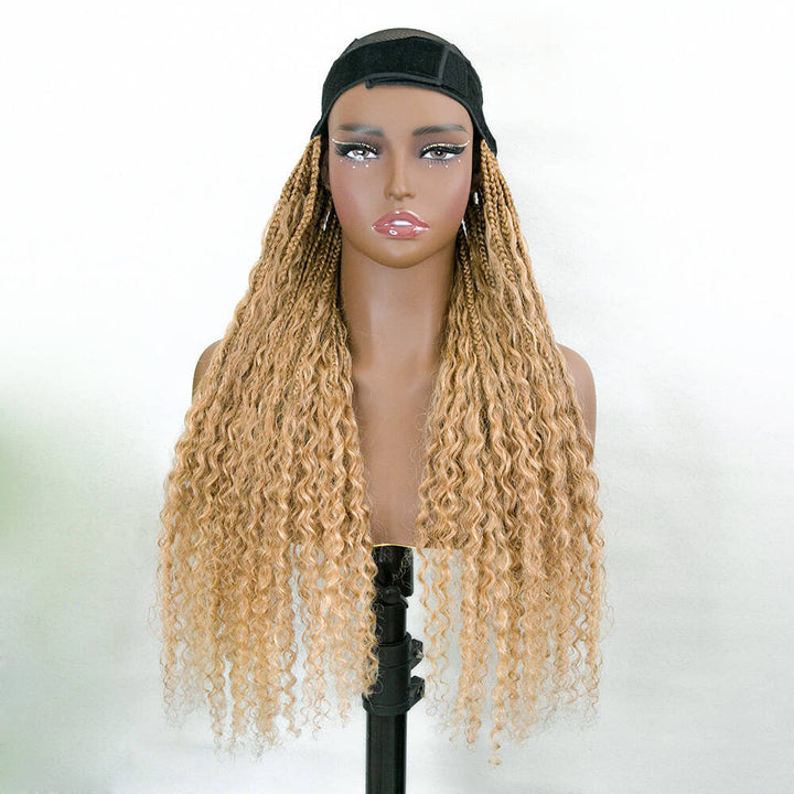 #27 Color Grab & Go Braids Band With Boho Style Human Hair Curls