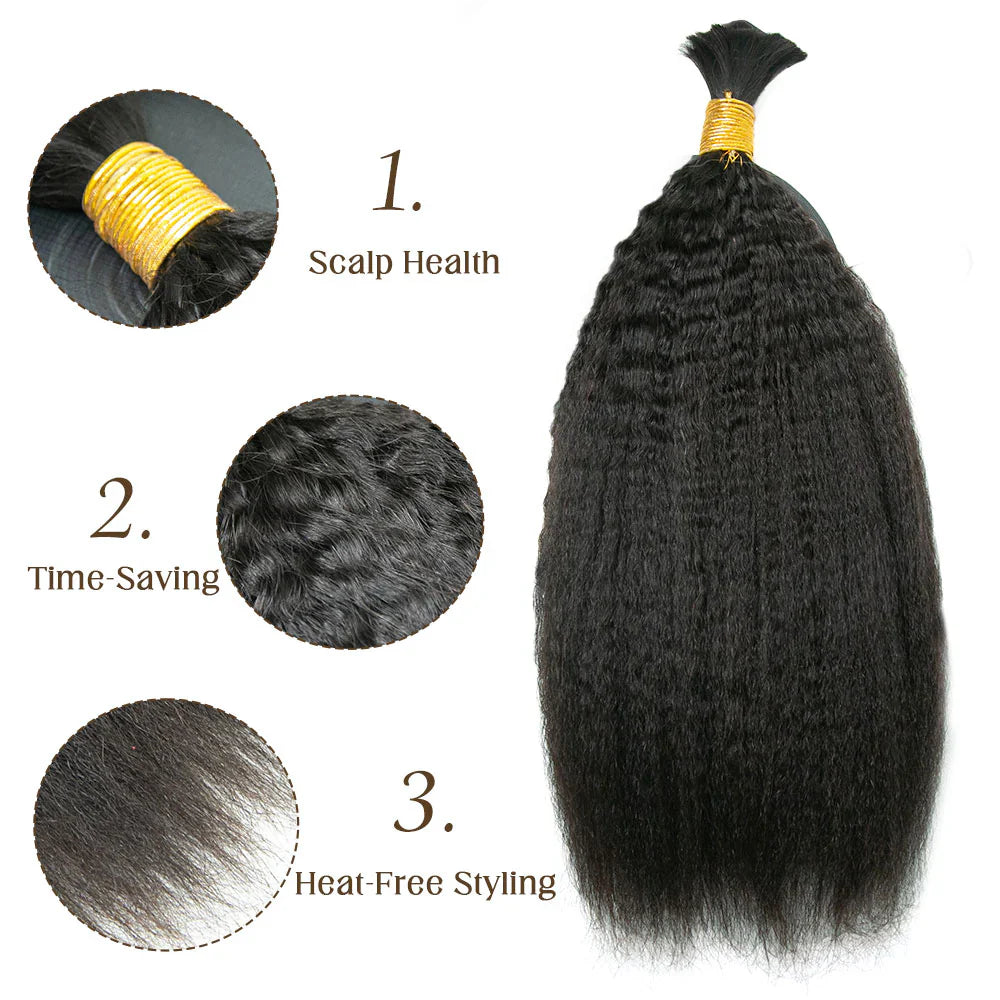 Bulk Human Hair For Braiding Kinky Straight