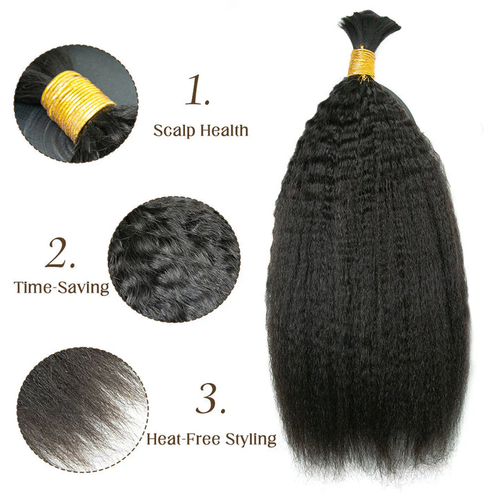 Bulk Human Hair For Braiding Kinky Straight