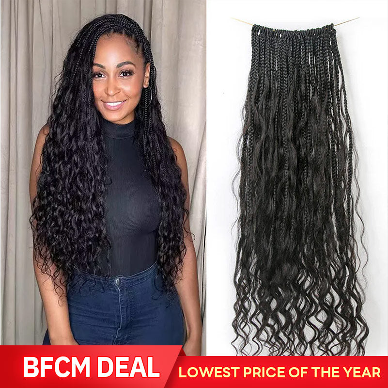 Pre-Looped Crochet Mermaid Boho Box Braids With Loose Wave Human Hair