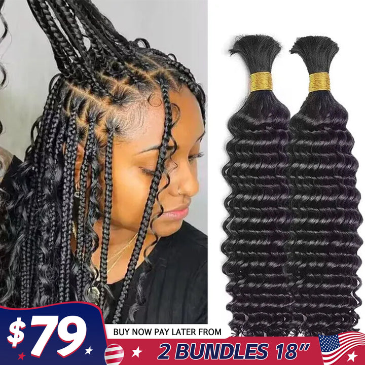 Deep Wave Bulk Human Hair For Braiding