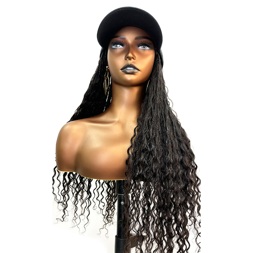 Grab & Go Boho Style Braids Cap Hat Wig