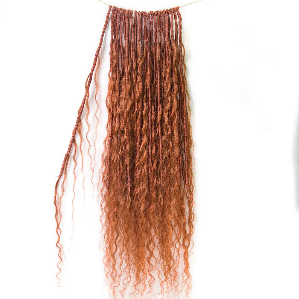 EAYON #350 Ginger Color Crochet Boho Locs With Human Hair Curls