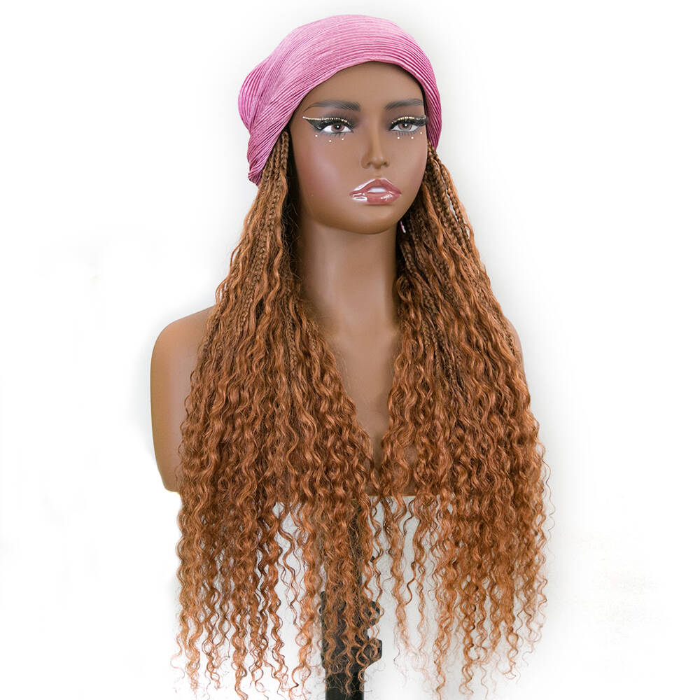 #30 Color Grab & Go Braids Band With Boho Style Human Hair Curls