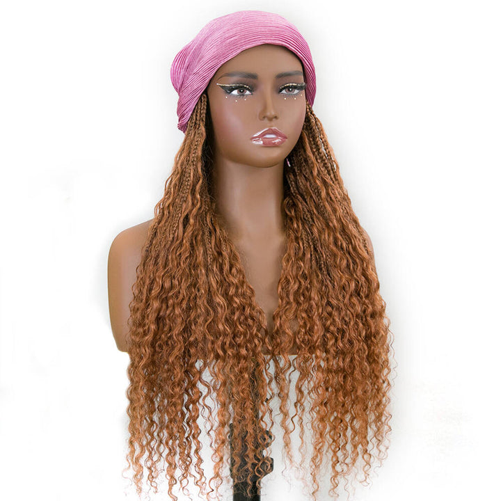 #30 Color Grab & Go Braids Band With Boho Style Human Hair Curls