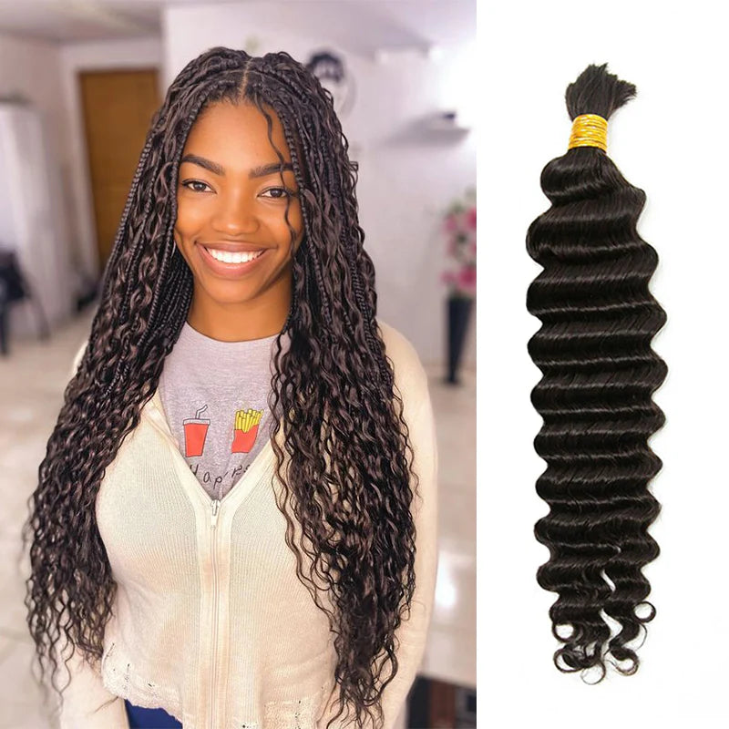 #2 Color Bulk Human Hair For Braiding Deep Wave
