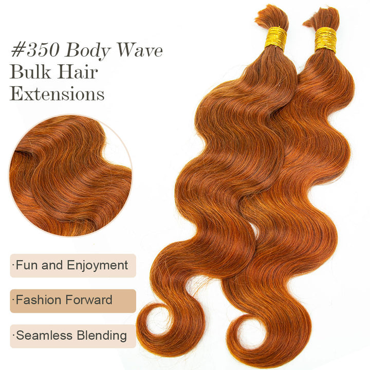 Bulk Human Hair For Braiding #350 Ginger Body Wave