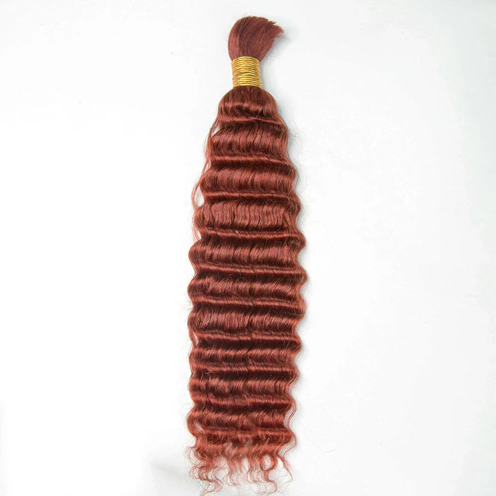 Dark Ginger 350 Color Deep Wave Bulk Human Hair For Braiding