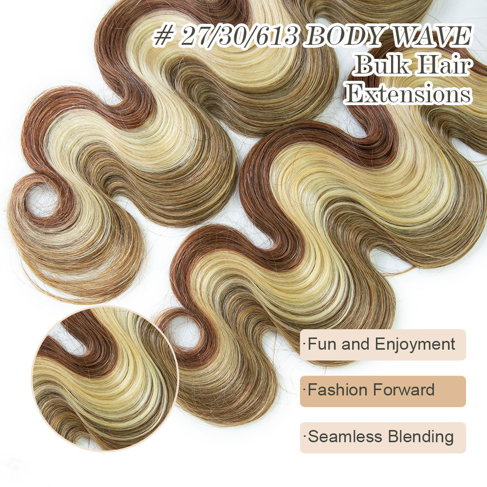 27/30/613# Double Drawn Bulk Human Braiding Hair Body Wave