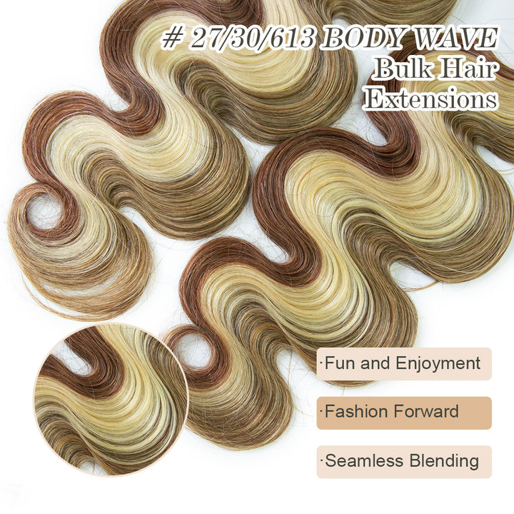 27/30/613# Double Drawn Bulk Human Braiding Hair Body Wave