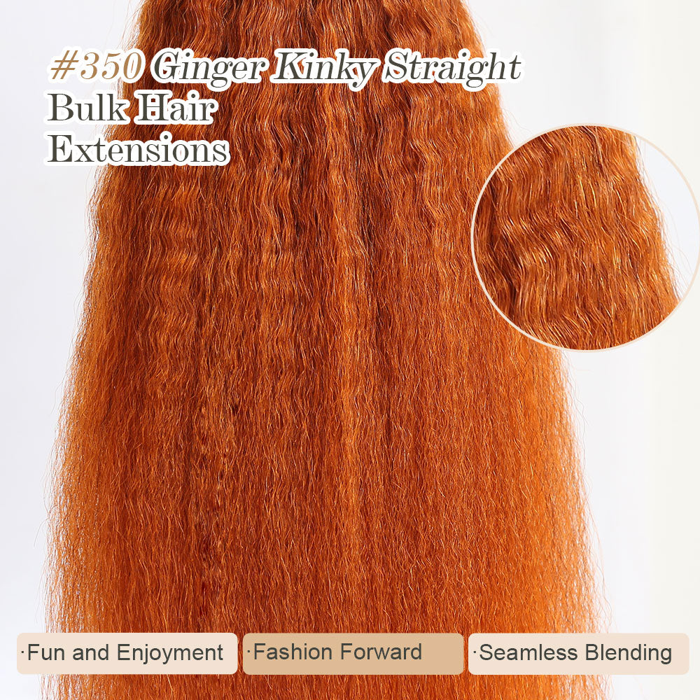 Bulk Human Hair For Braiding #350 Ginger Kinky Straight