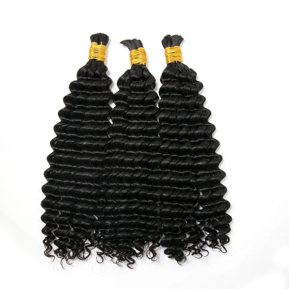 Double Drawn Bulk Human Braiding Hair Spanish Curly