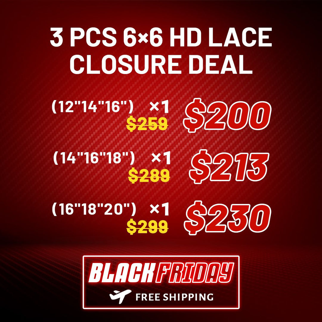 3 pcs 6*6 hd lace closure deal