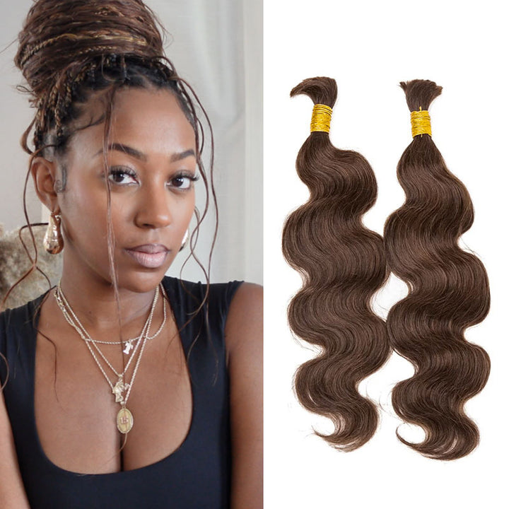 Medium Brown #4 Human Braiding Hair Body Wave